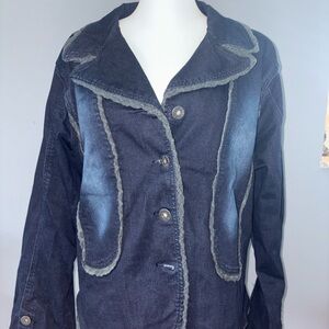 Ashley Stewart Dark Blue Denim Jacket with Light Contrast Trim